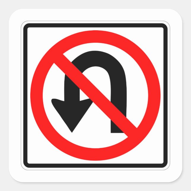 Very Fun Classic No U Turn Sign Sticker Set (Front)