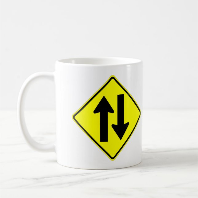 Very Fun Classic Two Way Traffic Sign Coffee Mug (Left)