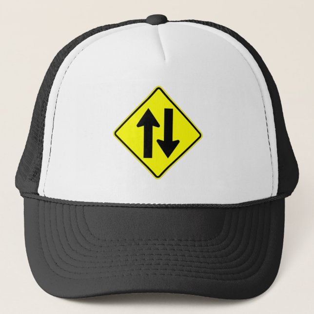 Very Fun Classic Two Way Traffic Sign Trucker Hat (Front)