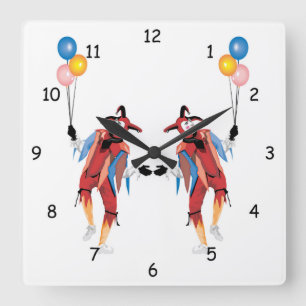 Very Fun Clown Jester with Balloons Wall Clock