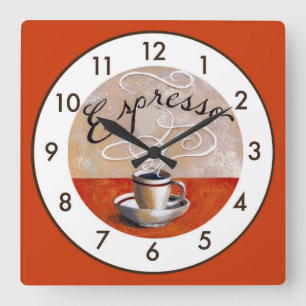 Very Fun Espresso Square Wall Clock