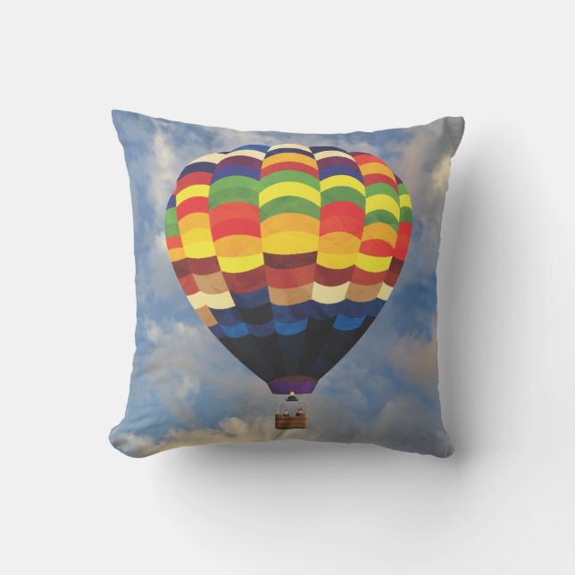 Very Fun Hot Air Balloon Throw Pillow (Front)