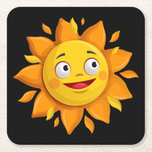 Very Fun Large Sun Square Paper Coaster