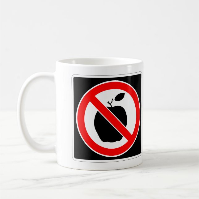 Very Fun NO APPLE Sign Coffee Mug (Left)