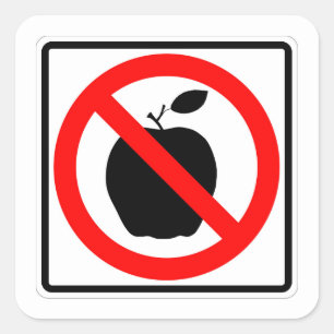 Very Fun NO APPLE Sign Square Sticker