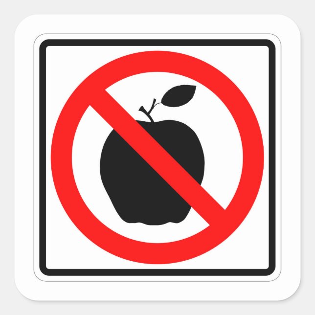 Very Fun NO APPLE Sign Square Sticker (Front)