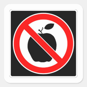 Very Fun NO APPLE Sign Square Sticker
