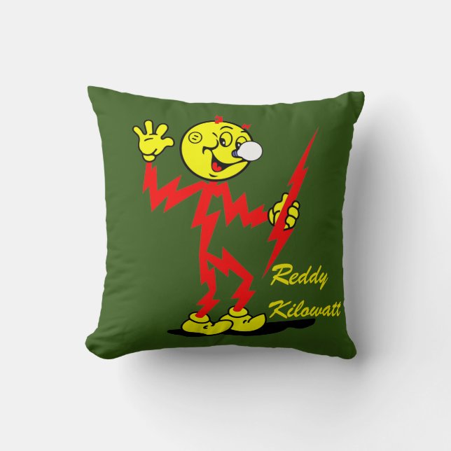 Very Fun Reddy Kilowatt Throw Pillow (Front)