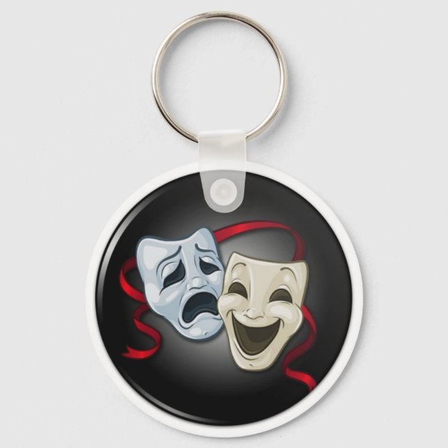 Very Fun Theater Mask, Comedy & Tragedy, Key Chain (Front)