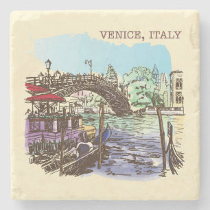Very Fun Venice Italy Sketch Stone Coaster