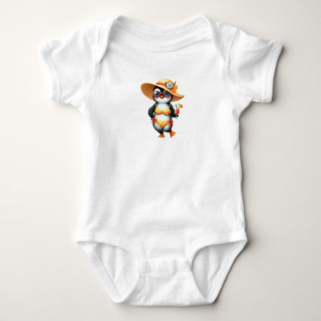 Very Funky Summer Penguin Baby Bodysuit (Front)