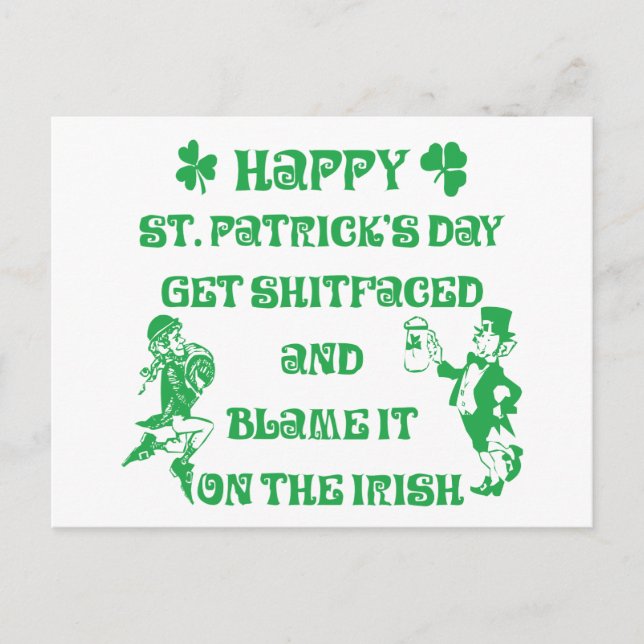 Very Funny Adult St Patrick's Day Postcard (Front)