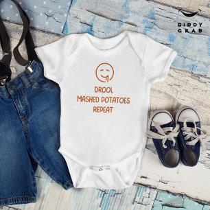 Very Funny First Thanksgiving Holiday Quote  Baby Bodysuit