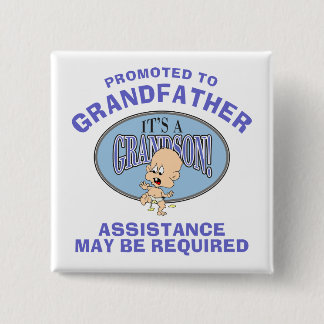Very Funny New Grandson New Grandfather 15 Cm Square Badge