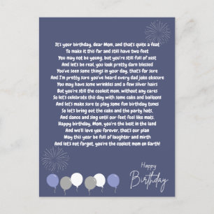 Very Funny Poem for Birthday Mum Postcard