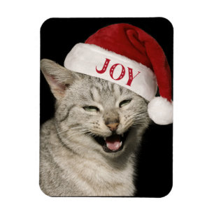 Very Funny  Santa Cat Laugh Photo Christmas Magnet