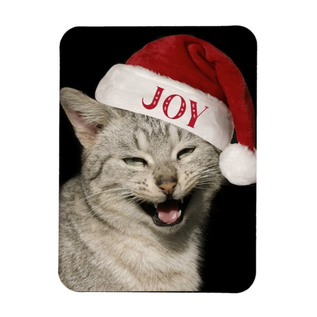 Very Funny  Santa Cat Laugh Photo Christmas Magnet (Vertical)