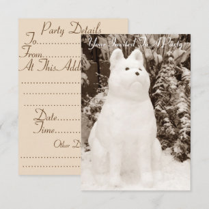 very funny snow akita snowman for christmas invitation