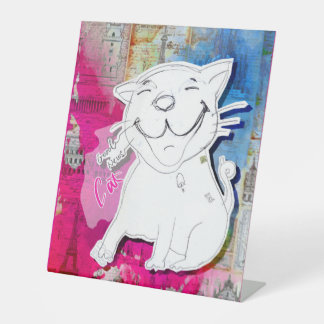 Very Good News Cat Pedestal Sign