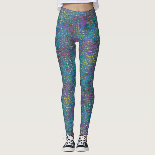 Very grainy, faded colour rough texture leggings (Front)
