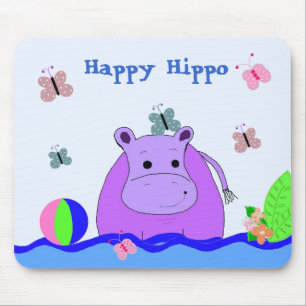 Very Happy Hippo Mouse Pad