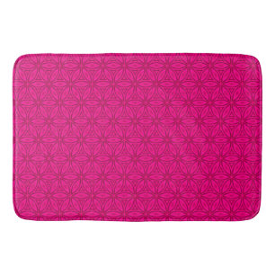 Very Hot Pink Floral Pattern Bath Mat
