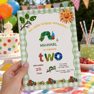 Very Hungry Caterpillar Gingham 2nd Birthday Invitation