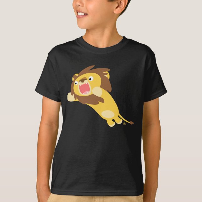 Very Hungry Cute Cartoon Lion Children T-Shirt (Front)