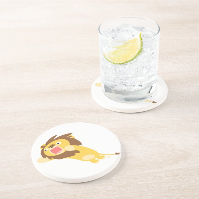 Very Hungry Cute Cartoon Lion Coaster (Side)