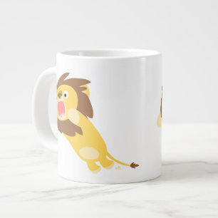 Very Hungry Cute Cartoon Lion Jumbo Mug