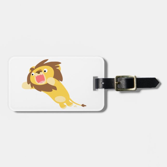 Very Hungry Cute Cartoon Lion Luggage Tag (Front Horizontal)