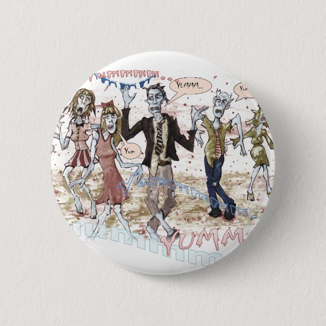 Very Hungry Zombies 6 Cm Round Badge (Front)