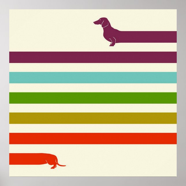 Very Long Dachshund Colourful | Husky Lover  Poster (Front)
