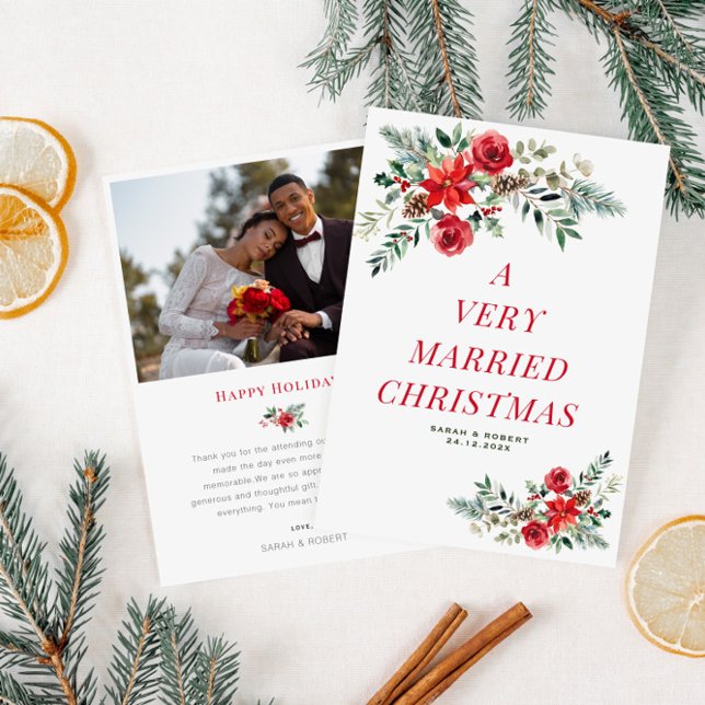 Very married holiday floral wedding announcement (Creator Uploaded)