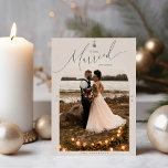 Very Married Newlywed Christmas Photo Card<br><div class="desc">A Very Married Christmas card for newlyweds celebrating their first Christmas. Perfect photo Christmas card for the new Bride and groom. Featuring a delicate mistletoe accent and arch photo frame. Customise with your wedding photo,  wedding date,  year and your names!</div>