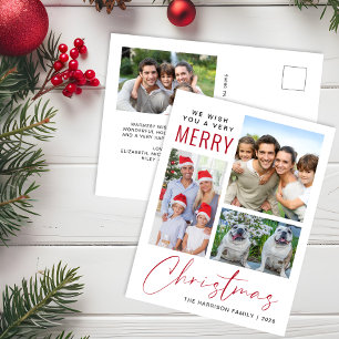 Very Merry 4 Photo Christmas Holiday Postcard