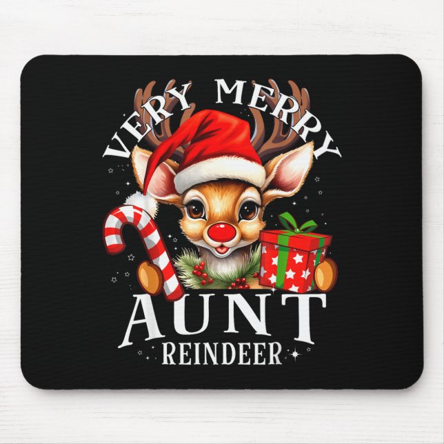 Very Merry Aunt Reindeer Matching Christmas  Mouse Pad (Front)