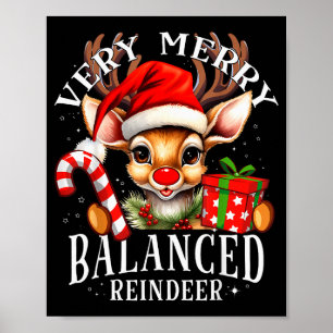 Very Merry Balanced Reindeer Matching Christmas  Poster