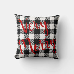 Very Merry Buffalo Check Pattern Farmhouse Pillow
