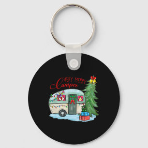 Very Merry Camper Christmas Santa Camper Camping T Key Ring
