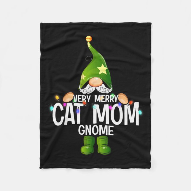 Very Merry Cat Mom Gnome Christmas Matching  Fleece Blanket (Front)