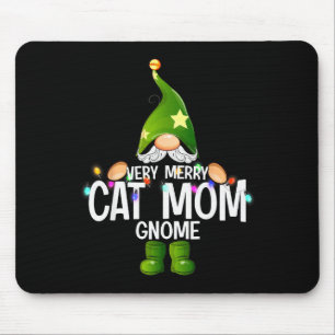Very Merry Cat Mom Gnome Christmas Matching  Mouse Pad