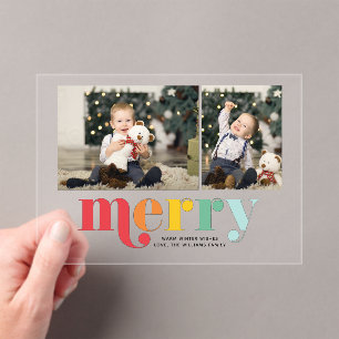 Very Merry Christmas 2 Photo Acrylic Invitations