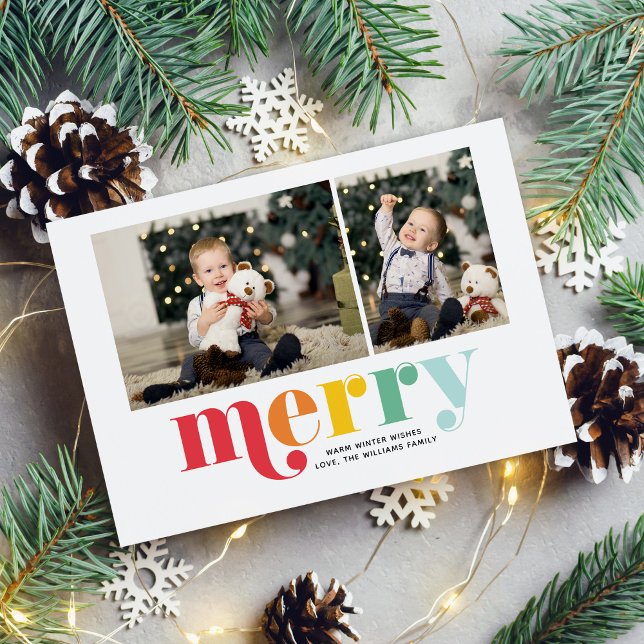 Very Merry Christmas 2 Photo Holiday Card (Creator Uploaded)