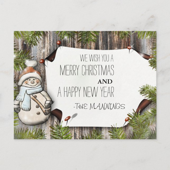 Very Merry Christmas and Happy New Year Holiday Postcard (Front)