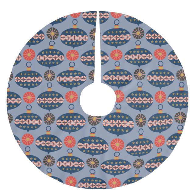 Very Merry Christmas Baubles Pattern Brushed Polyester Tree Skirt (Front)