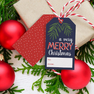 Very Merry Christmas Berry Branch Holiday Gift Tags