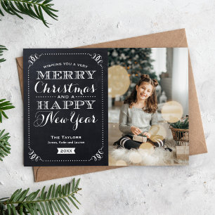 Very Merry Christmas Chalkboard Holiday Photo Card