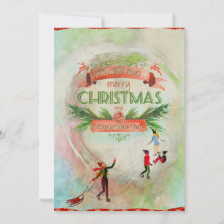 Very Merry Christmas Classic Card with Ice Skating