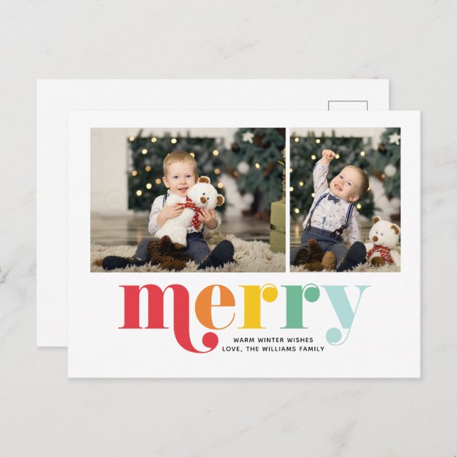 Very Merry Christmas Gallery of 2 Photo Holiday Postcard (Front/Back)